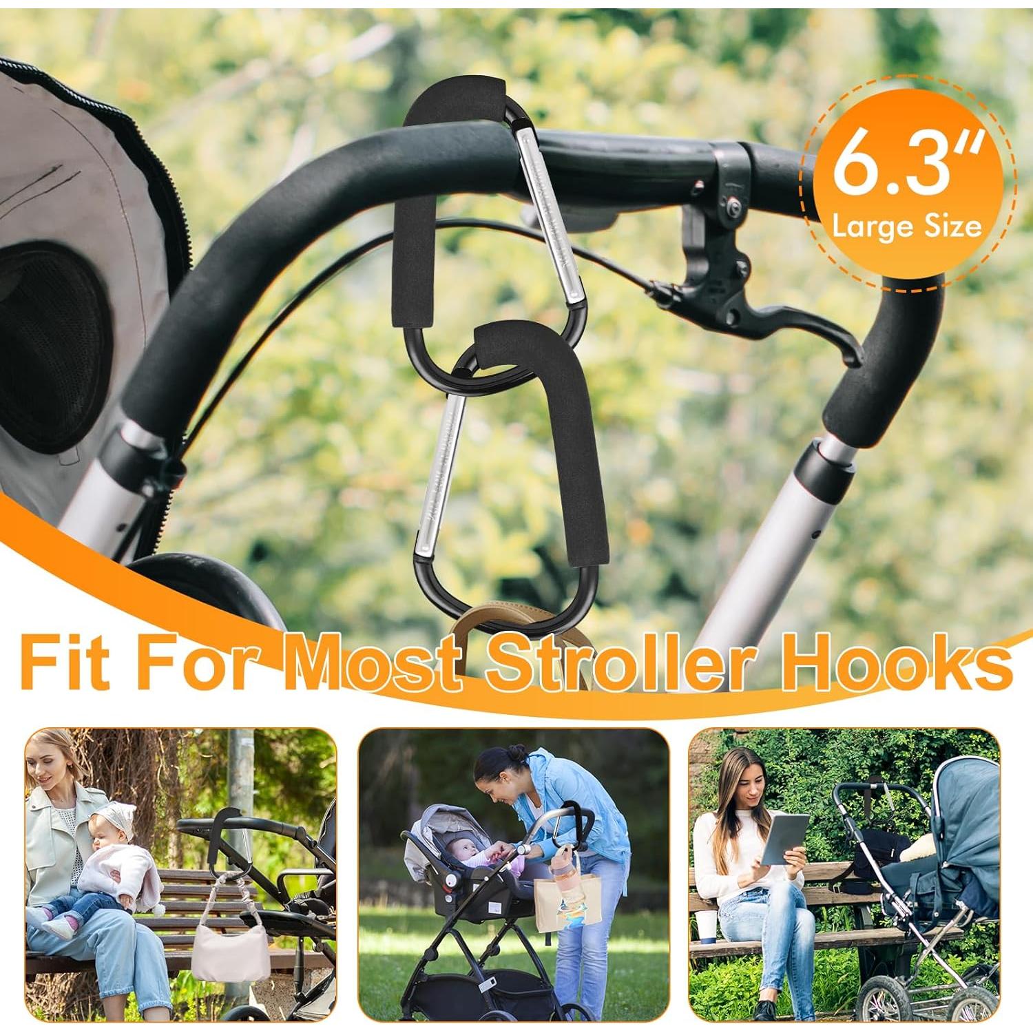 Paquete de 2 Ganchos para Cochecito 16.5cm x 10cm Alta Resistencia