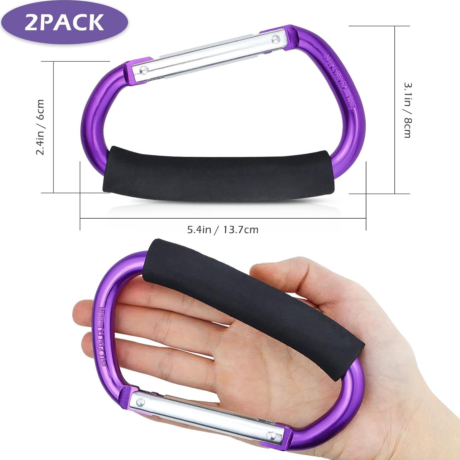 Gancho Carabiner JIALEEY para Cochecito 2 Pcs Púrpura