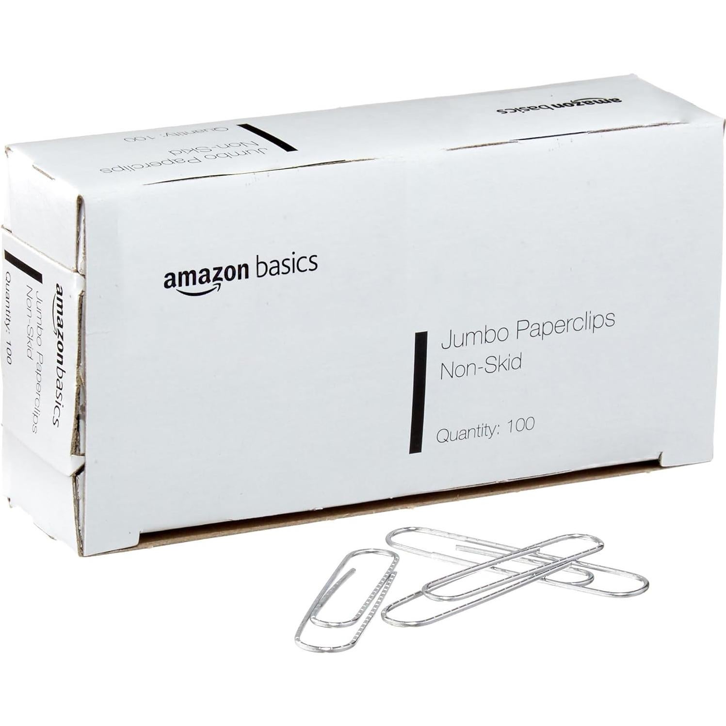Clips de Papel Jumbo Antideslizantes Amazon Basics 1000 Unidades