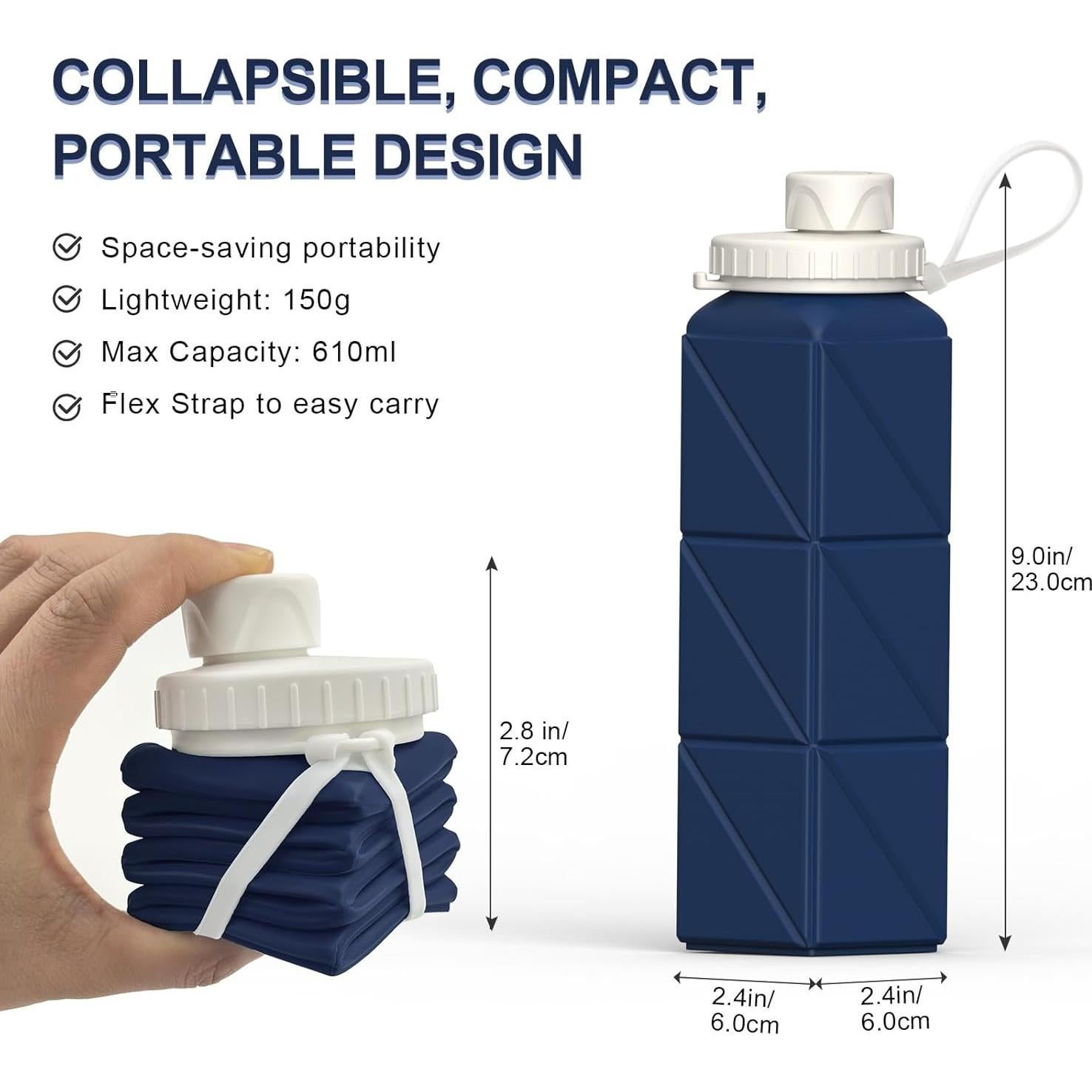 Botellas de Agua Plegables 2 Pack BEAUTAIL 610ml Silicona