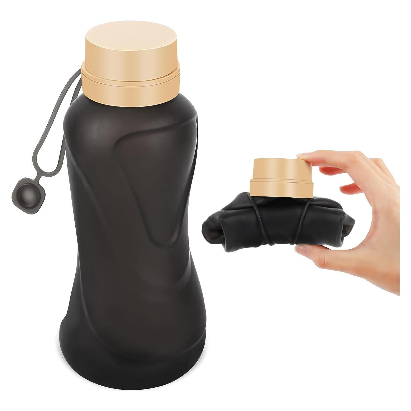 Botella de Agua Plegable NAVTUE 650ml Silicona Libre BPA Negra