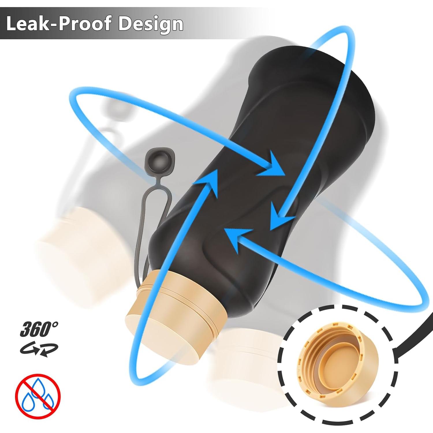 Botella de Agua Plegable NAVTUE 650ml Silicona Libre BPA Negra