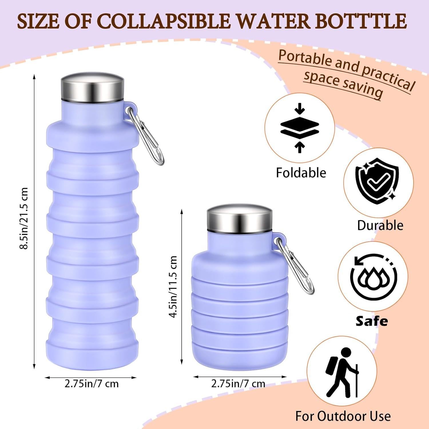 Botellas de Agua Plegables Baderke 2 Pcs 500ml Silicona