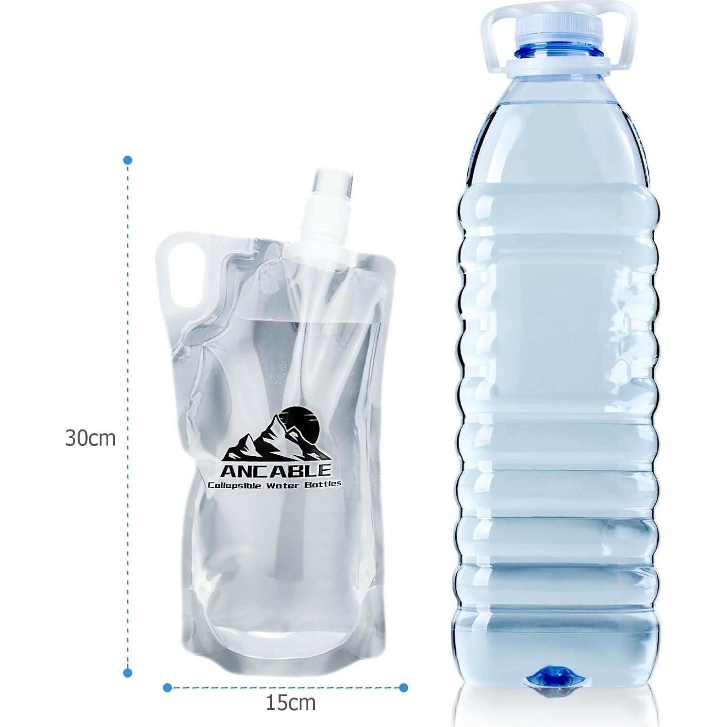 Botellas de Agua Plegables Ancable 1L Pack 4 Sin BPA