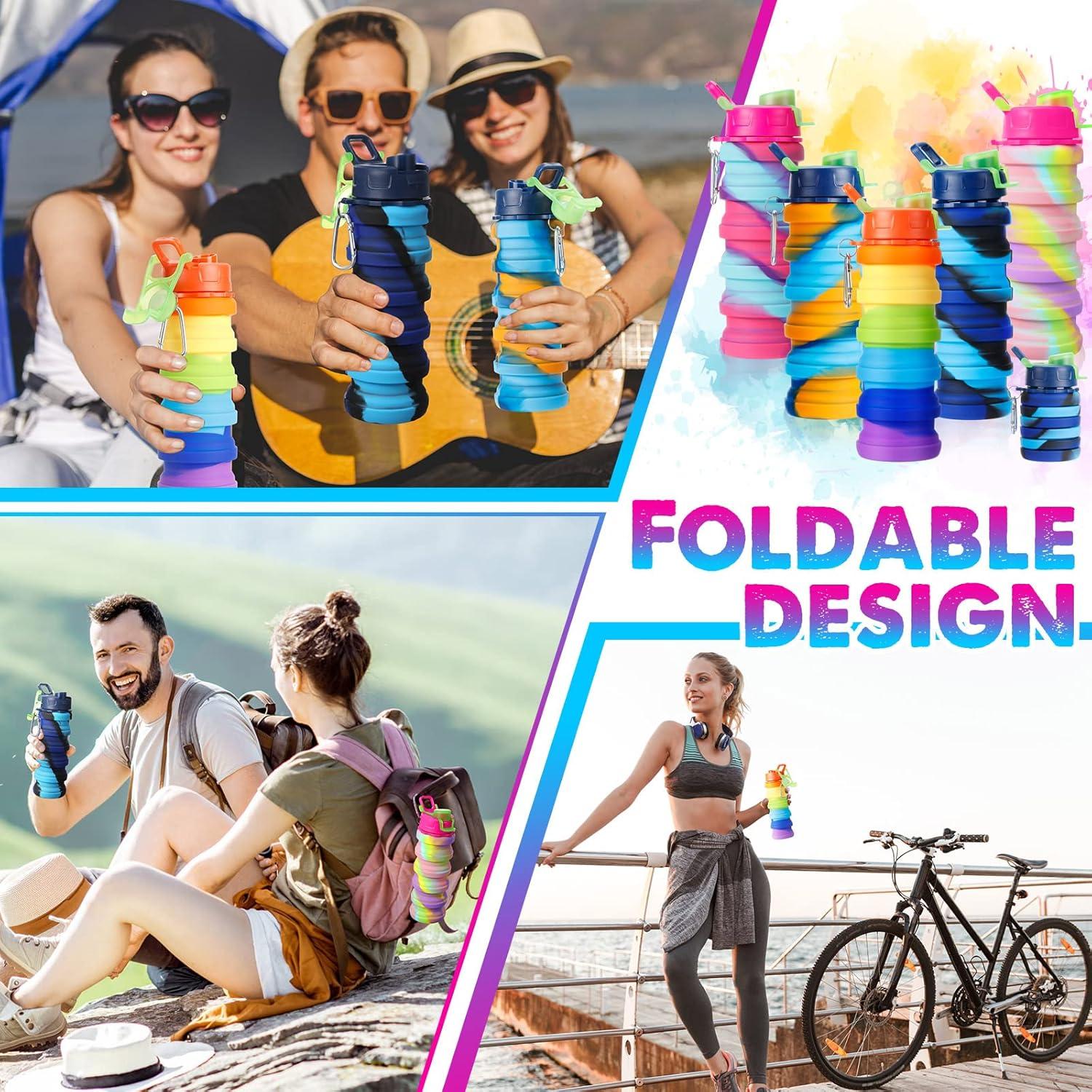 5 Botellas de Agua Plegables CHENGU 500ml Silicona BPA Libre