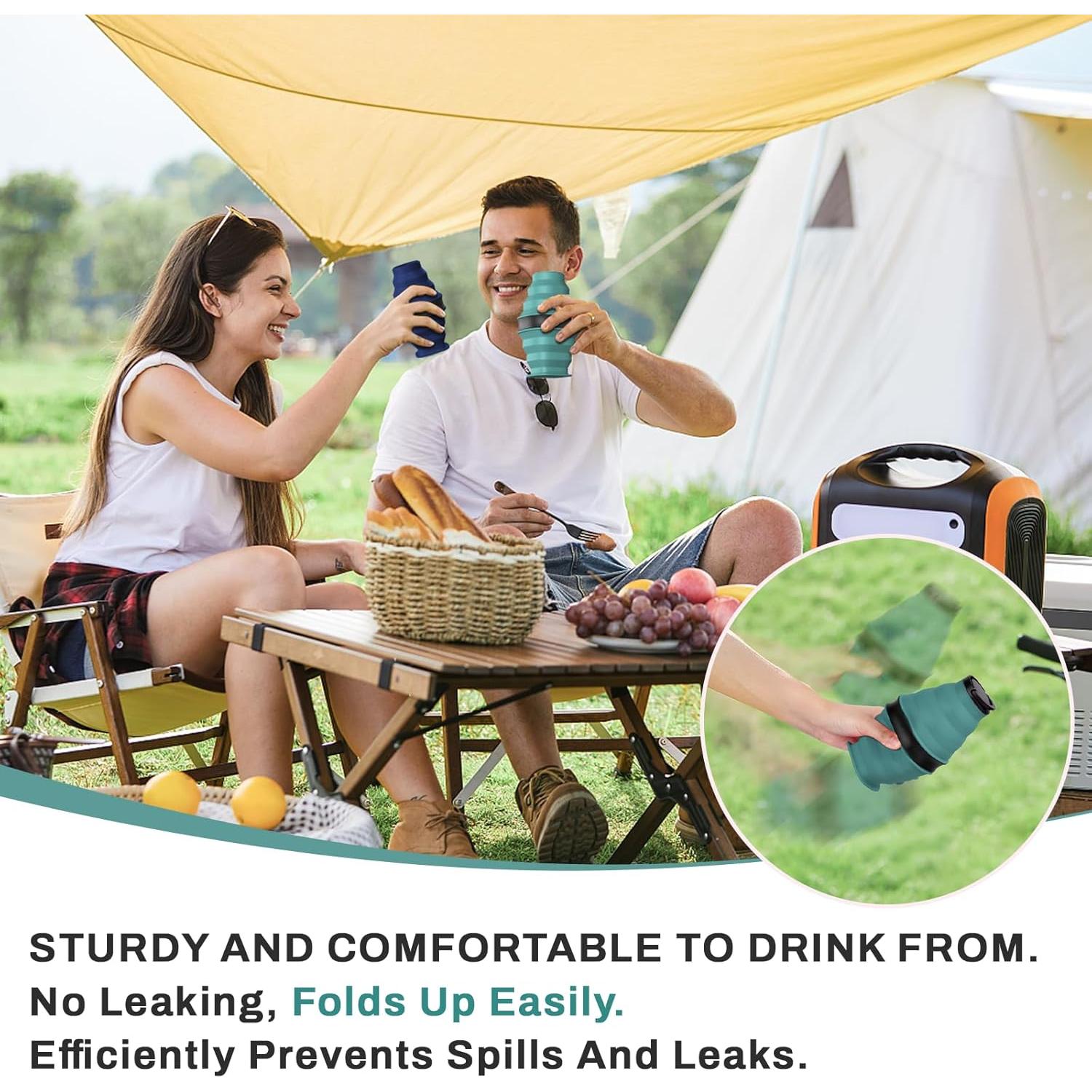 Botella de Agua Plegable Popdigito 600ml Silicona Verde