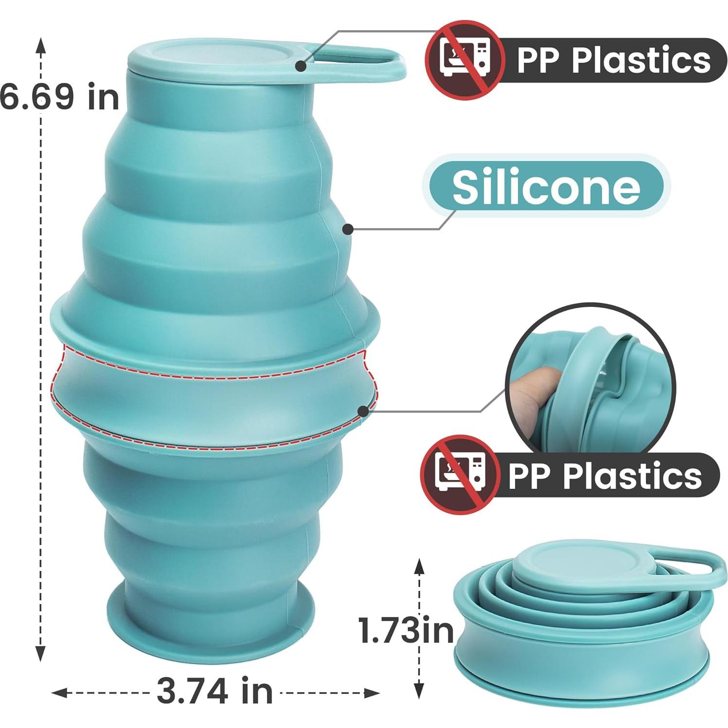 Botellas de Agua Plegables 2 Pcs BB Hapeayou 500 ml Silicona