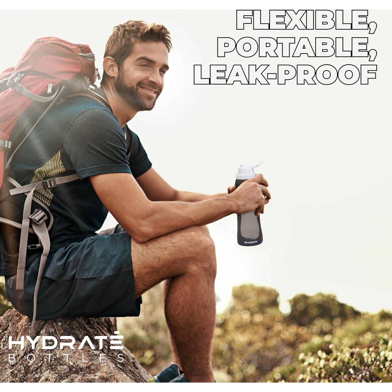 Botella de Agua Plegable HYDRATE 500ml - A Prueba de Fugas