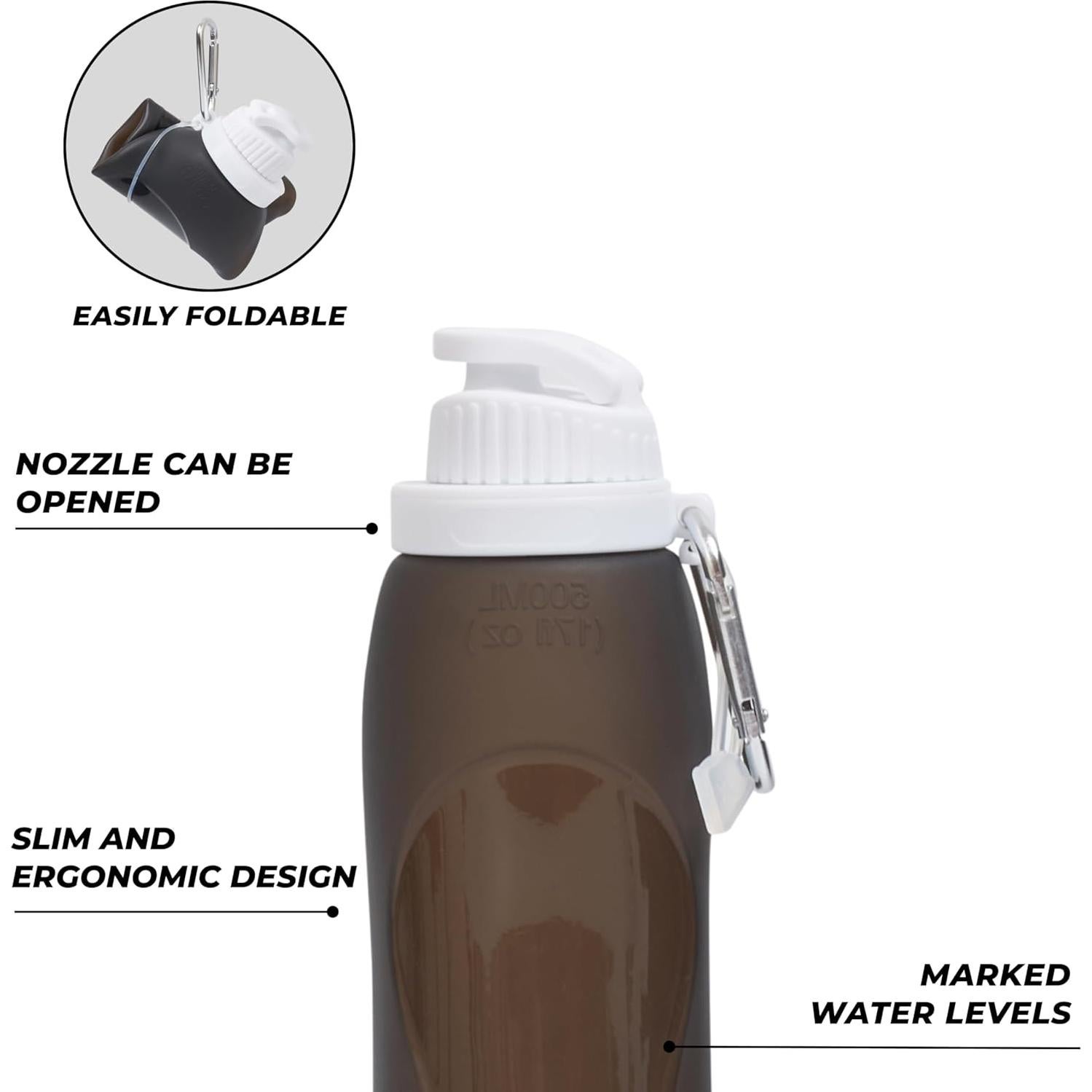 Botella de Agua Plegable HYDRATE 500ml - A Prueba de Fugas