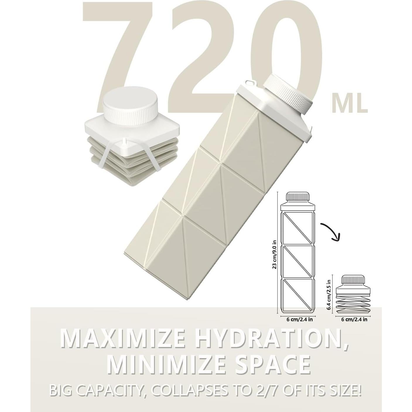 Botella de Agua Plegable 720ml BEAUTAIL Ligera y Reutilizable