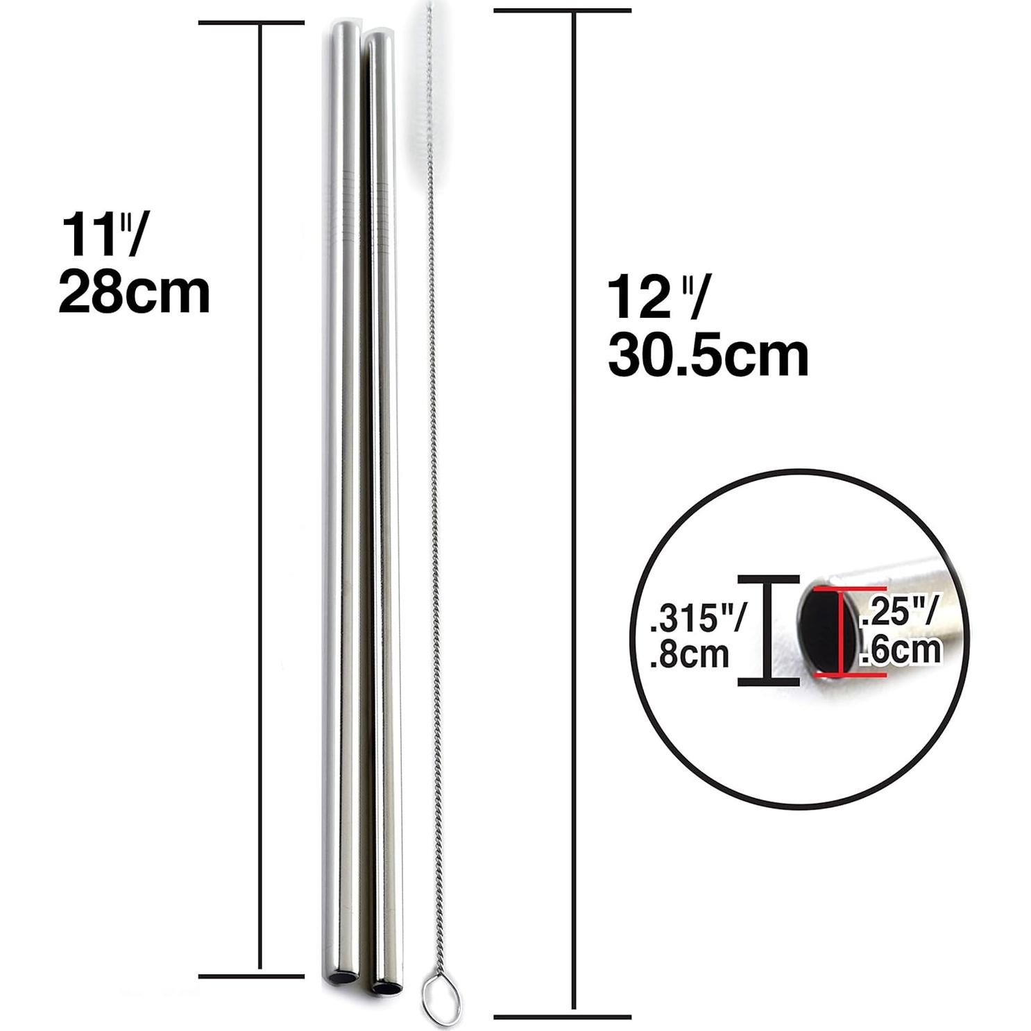 Popotes Reutilizables de Acero Inoxidable Norpro 28cm con Cepillo