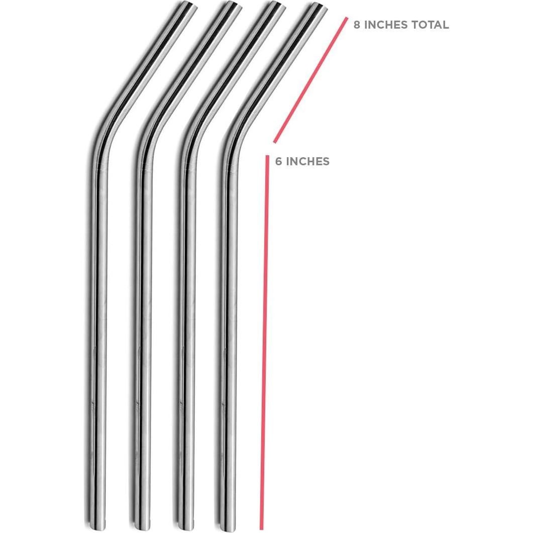 Juego de Popotes de Acero Inoxidable SIPWELL 21.5 cm Reutilizables