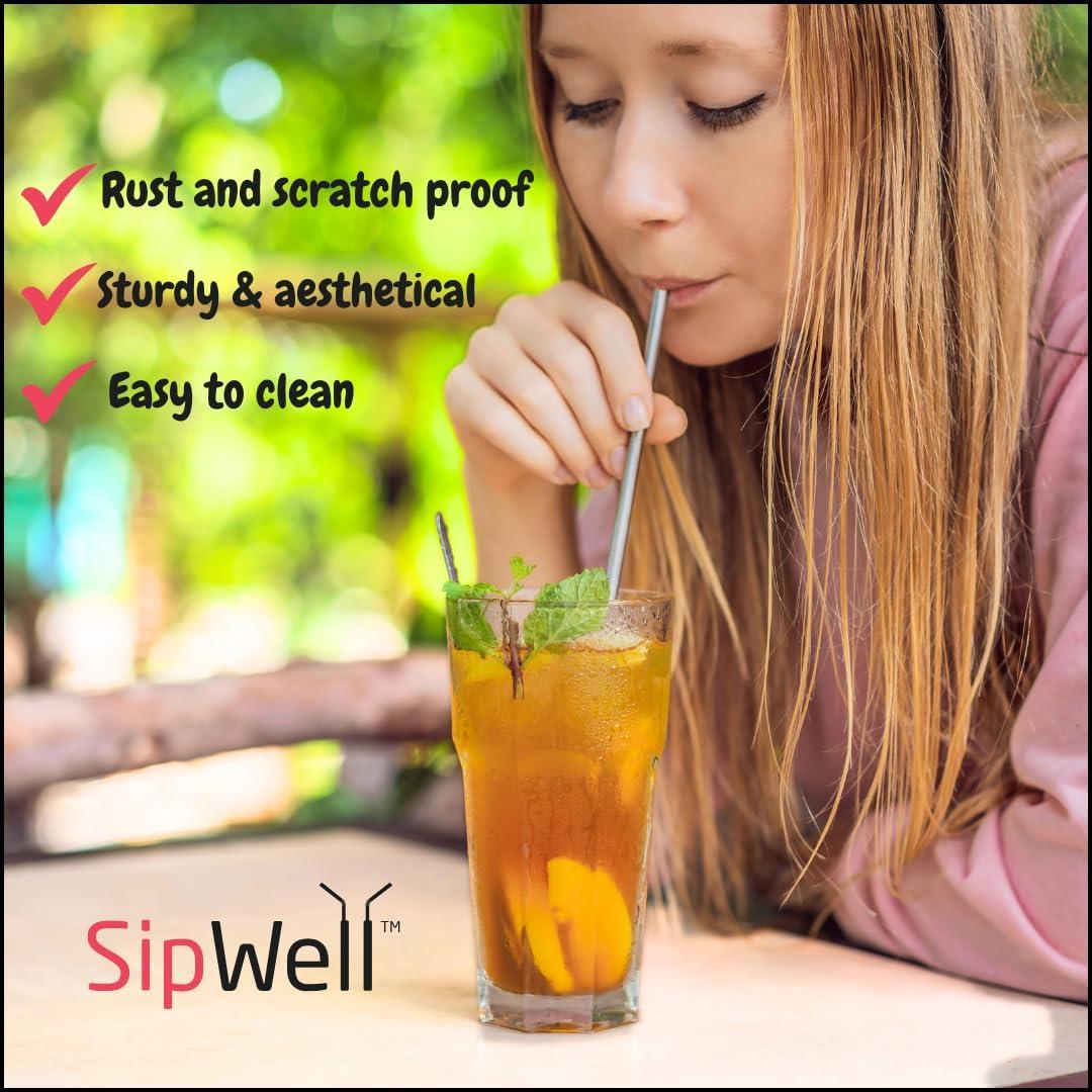 Juego de Popotes de Acero Inoxidable SIPWELL 21.5 cm Reutilizables