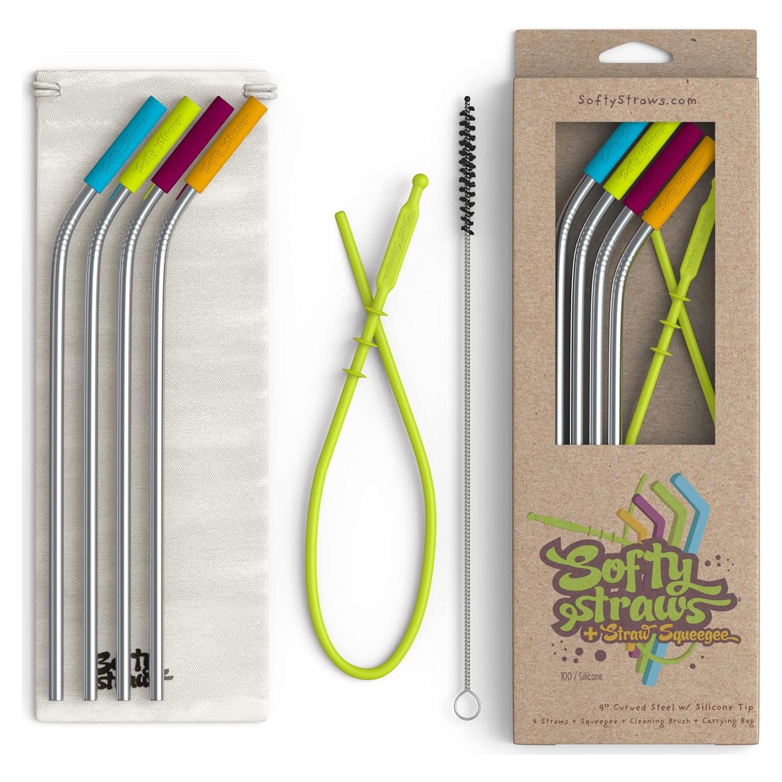 Popotes Reutilizables Softy Acero Inoxidable 23 cm con Silicona