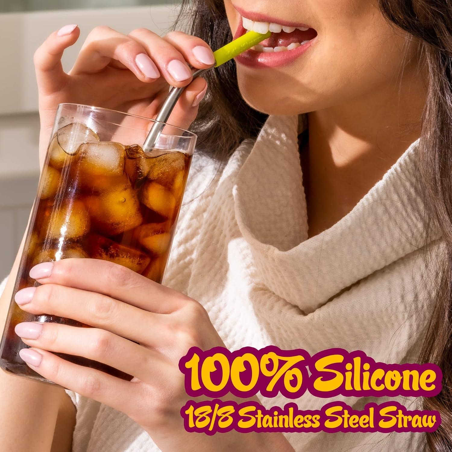 Popotes Reutilizables Softy Acero Inoxidable 23 cm con Silicona