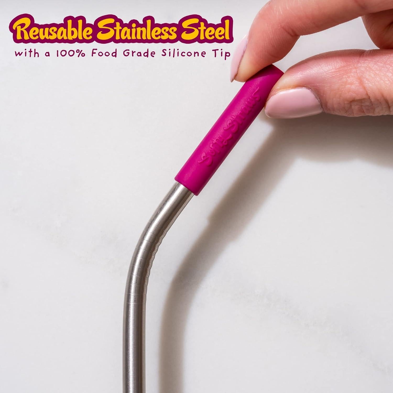 Popotes Reutilizables Softy Acero Inoxidable 23 cm con Silicona