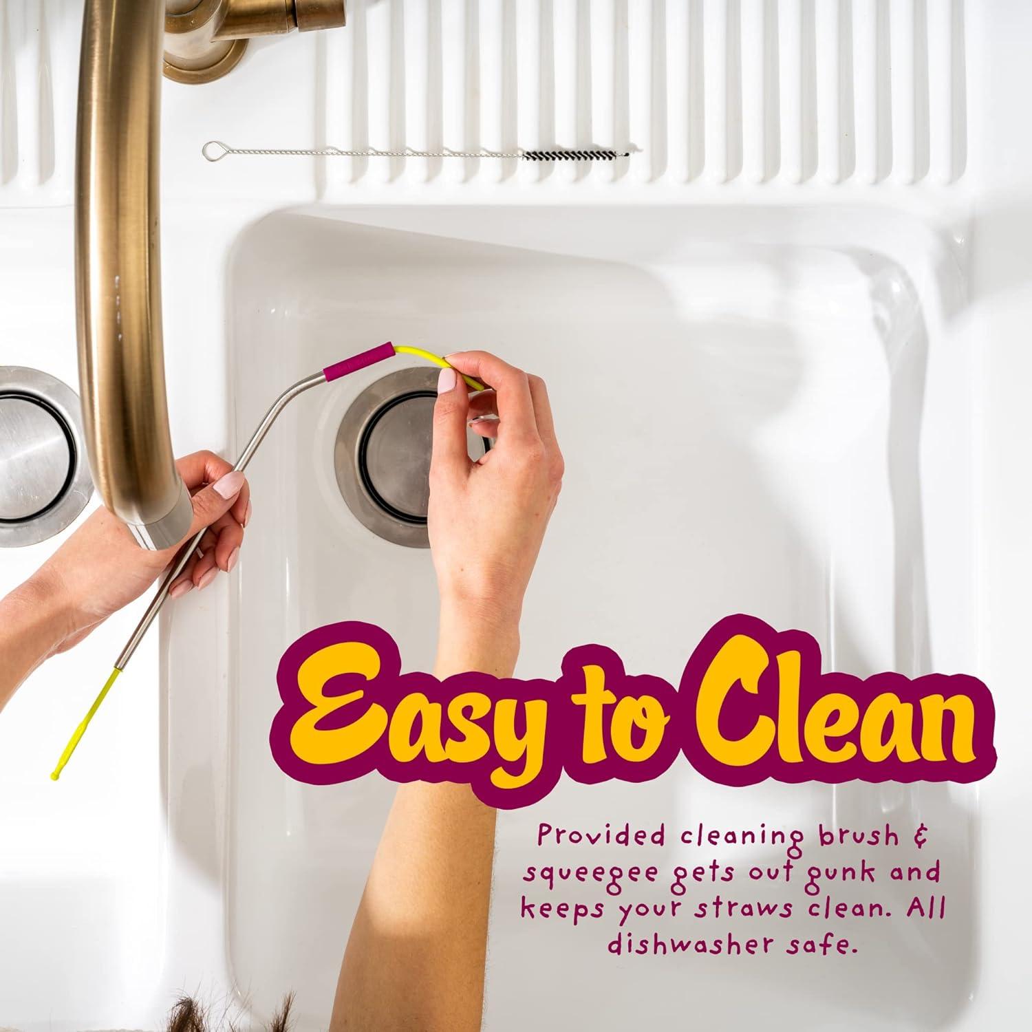 Popotes Reutilizables Softy Acero Inoxidable 23 cm con Silicona