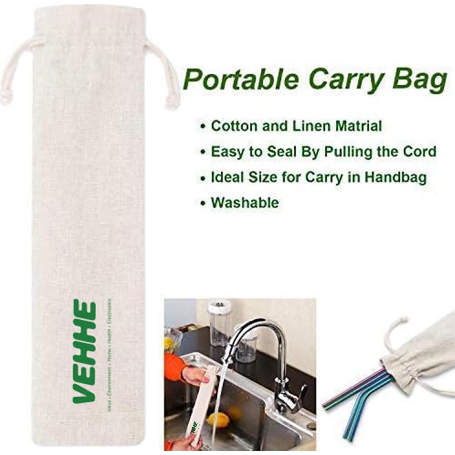 Pajitas de Metal Reutilizables VEHHE 26.7 cm 8 Piezas Arcoíris