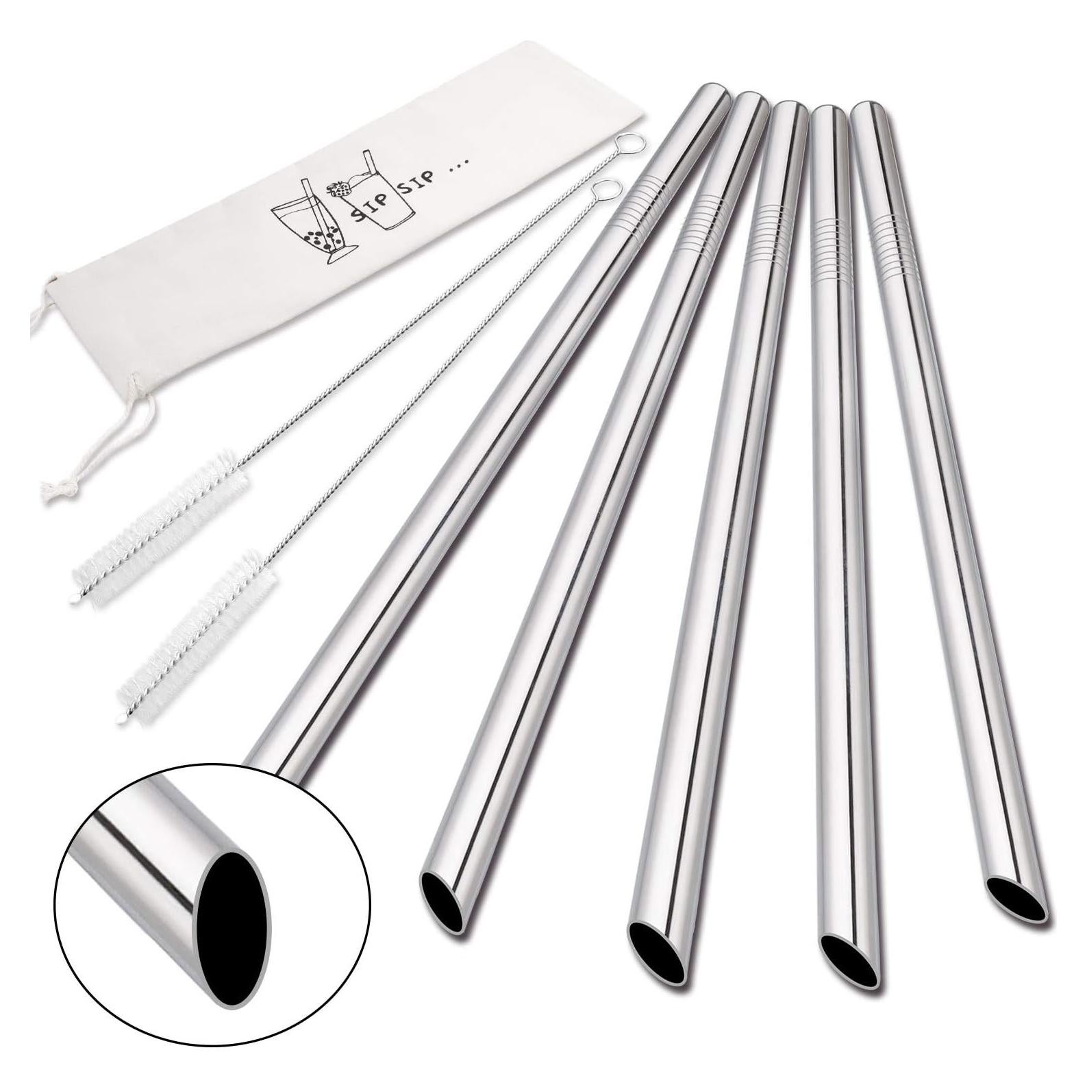 5 Popotes Reutilizables Acero Inoxidable HIWARE 25.4 cm