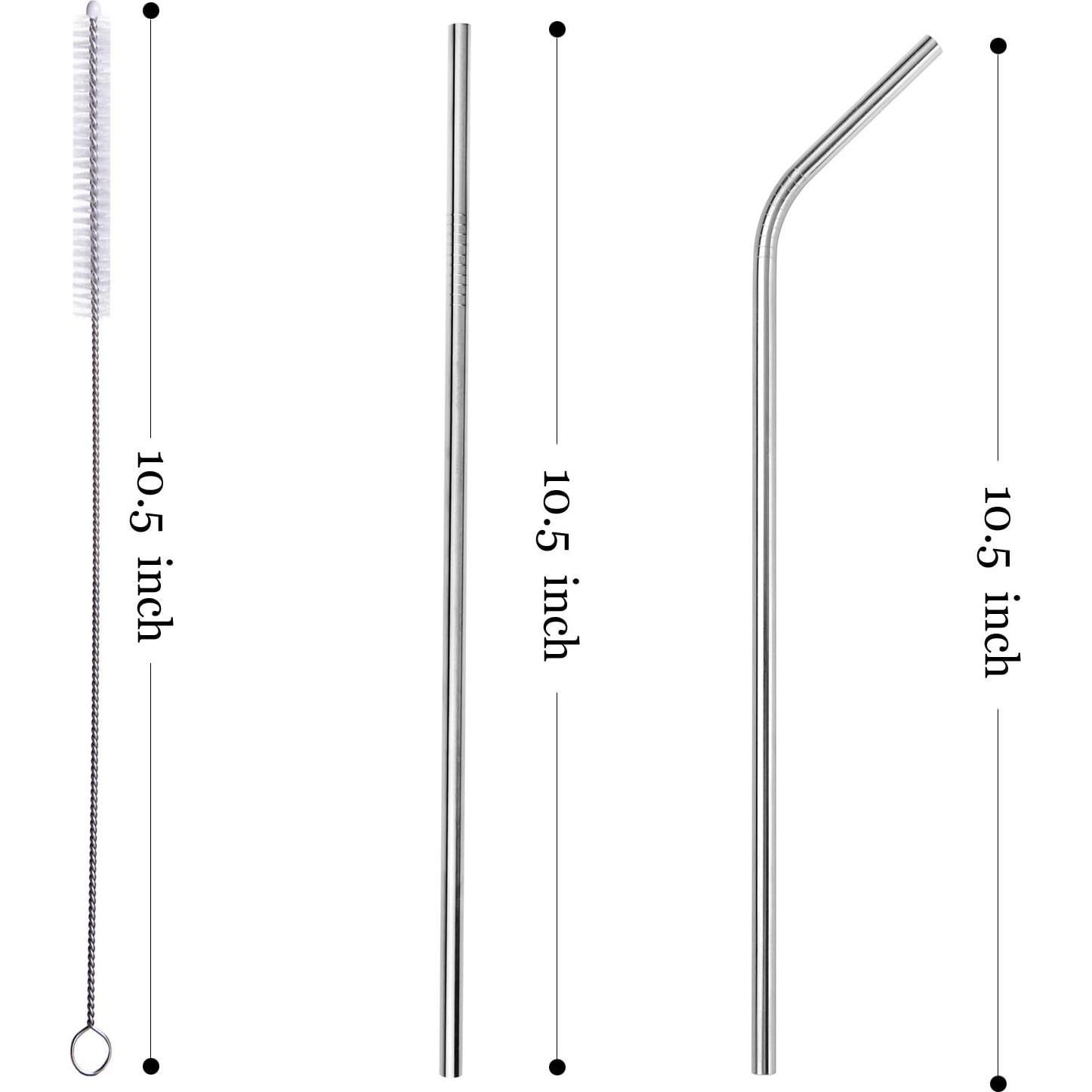ALINK Juego de 8 Popotes de Acero Inoxidable Reutilizables 26.67 cm