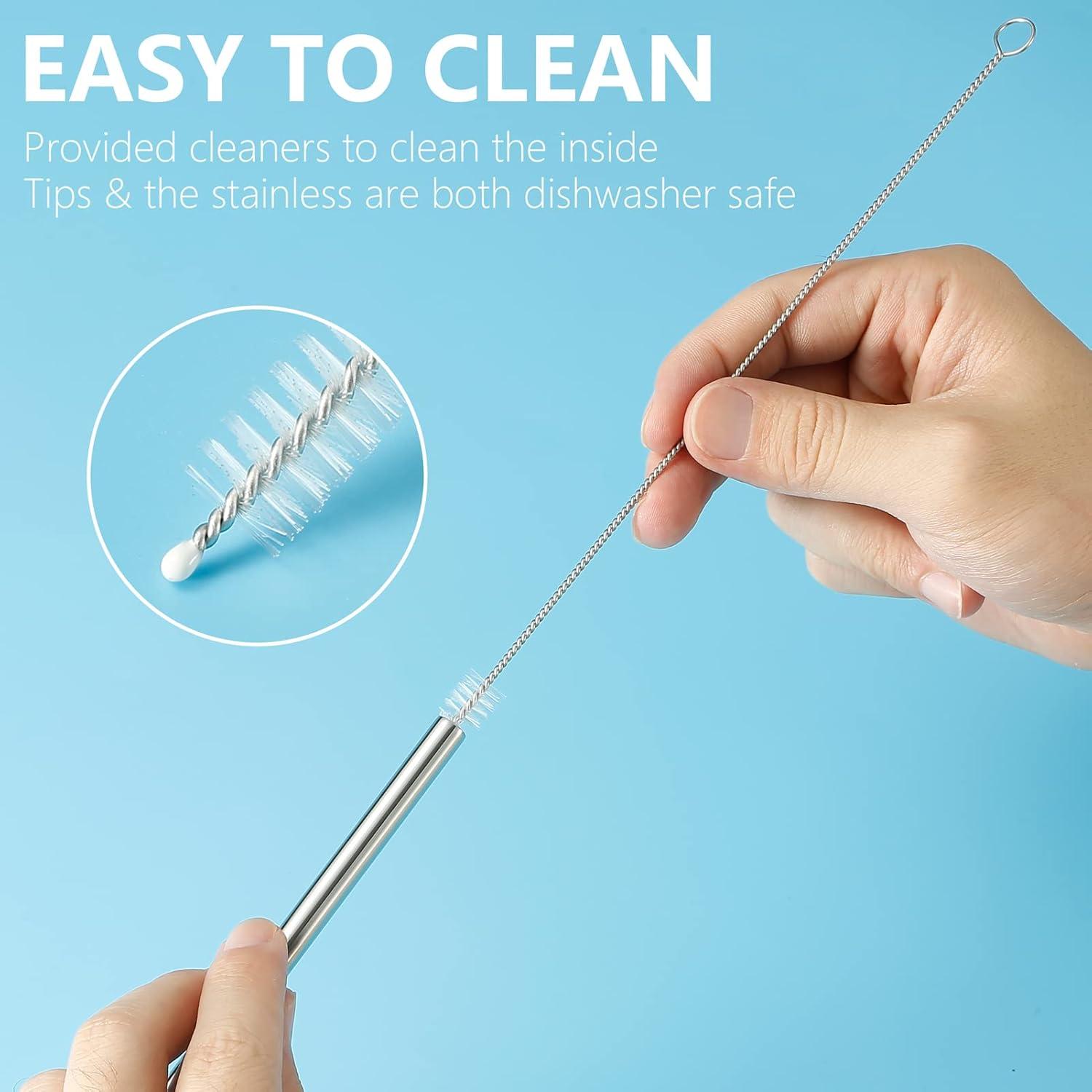 Conjunto de 5 Pajitas de Acero Inoxidable Senneny con Puntas de Silicona