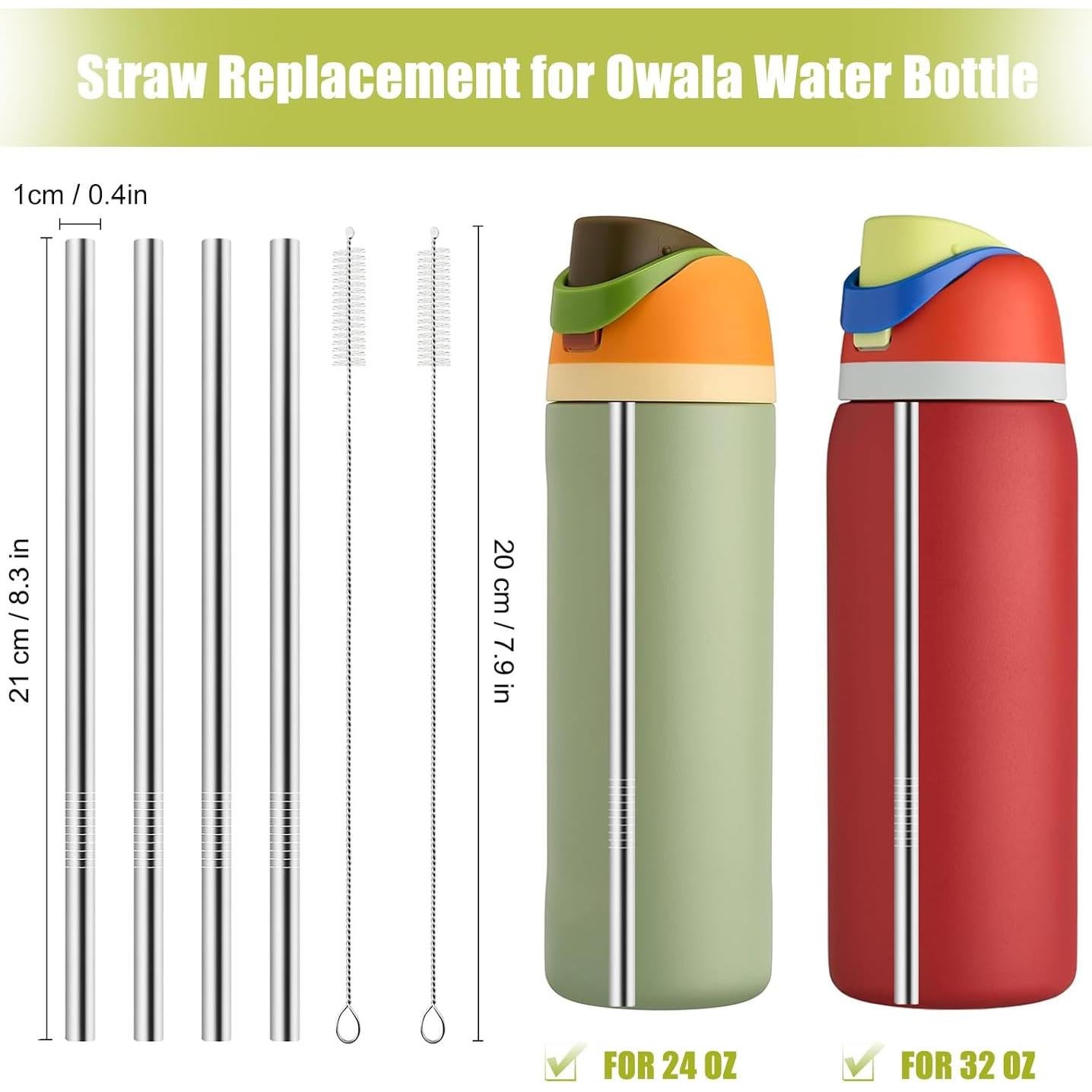 Popotes de Acero Inoxidable Reutilizables XZESH para Botella Owala 24-32 oz