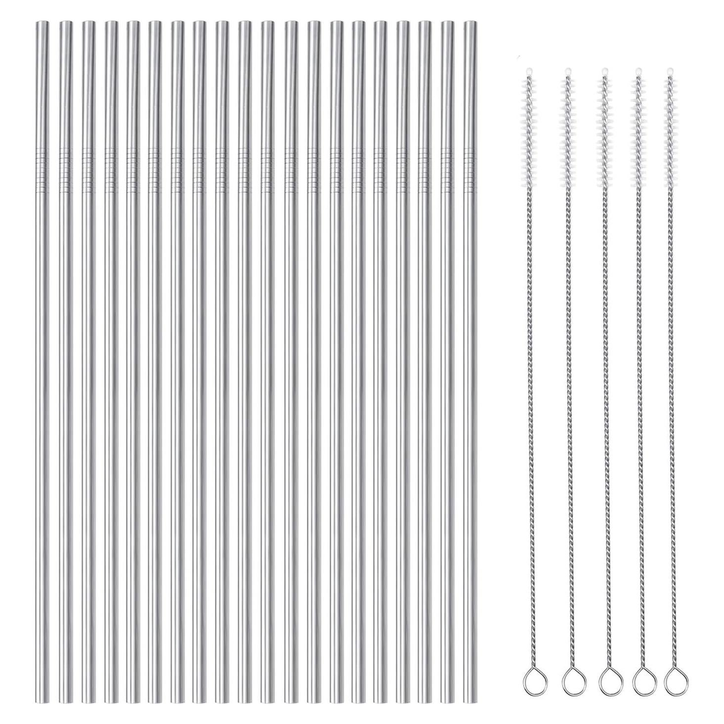 Juego de 25 Popotes de Acero Inoxidable OKGD 22.9 cm Reutilizables