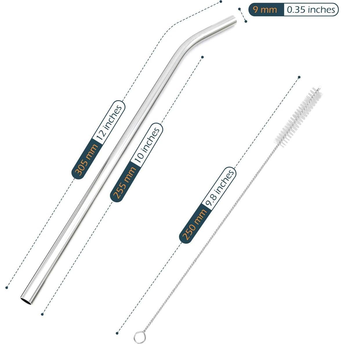 Set de Pajitas Reutilizables GFDesign 12" Acero Inoxidable 9mm