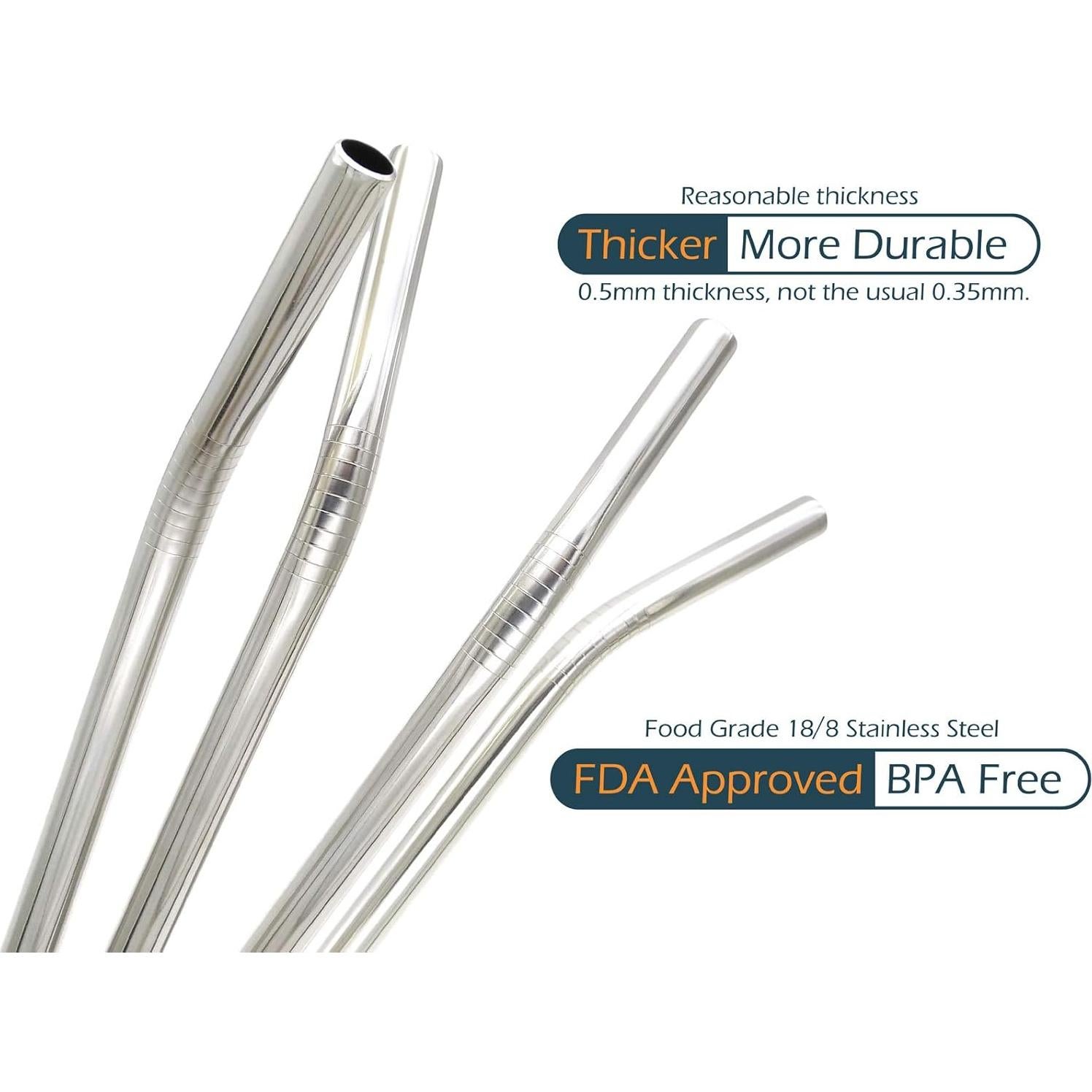 Set de Pajitas Reutilizables GFDesign 12" Acero Inoxidable 9mm