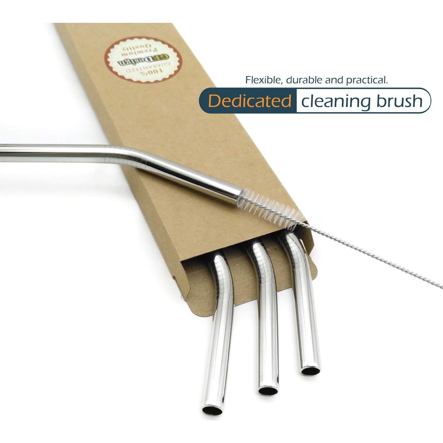 Set de Pajitas Reutilizables GFDesign 12" Acero Inoxidable 9mm