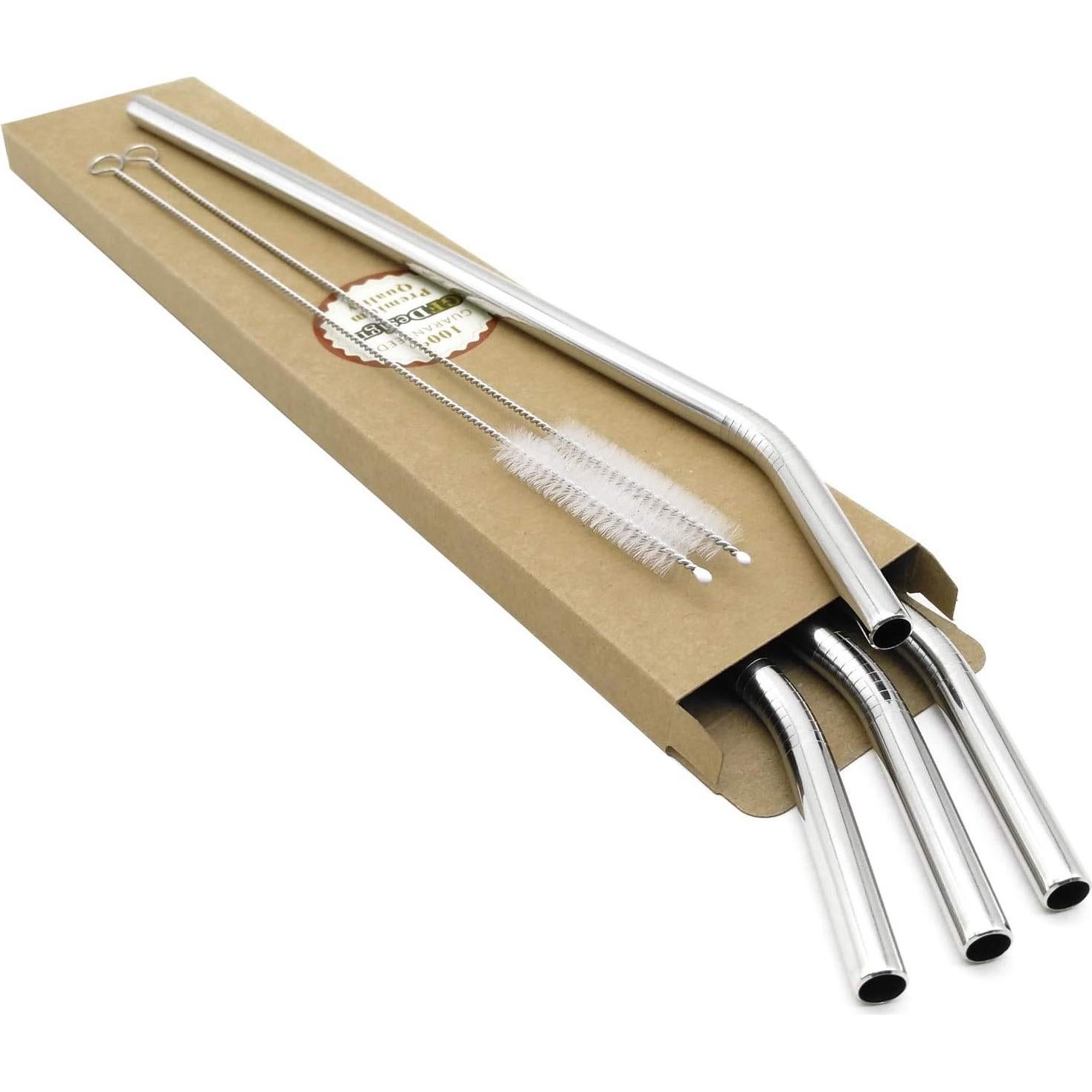 Set de Pajitas Reutilizables GFDesign 12" Acero Inoxidable 9mm