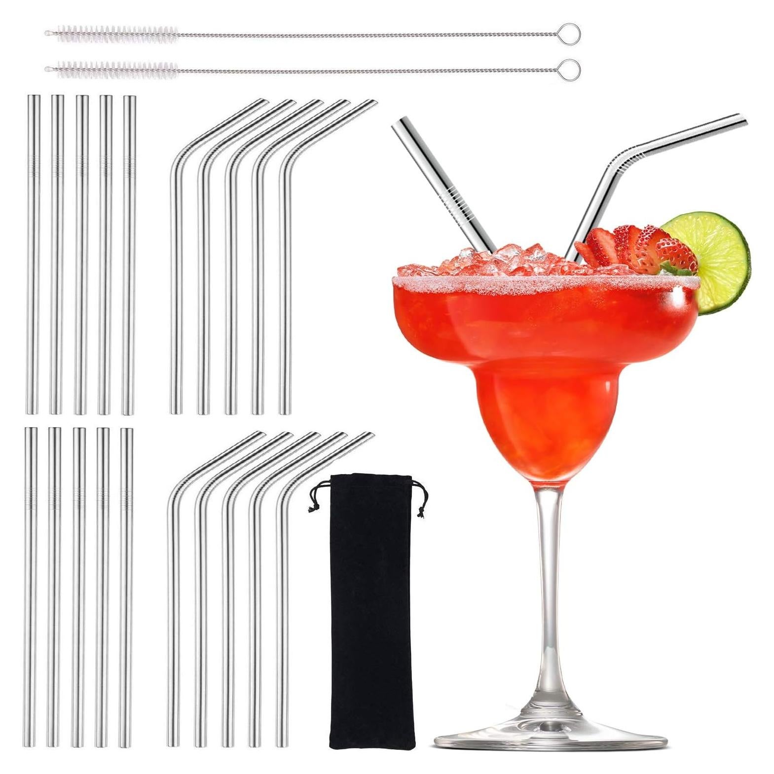 Popotes de Acero Inoxidable Reutilizables BGMAXimum - 20 Piezas 17.78 cm