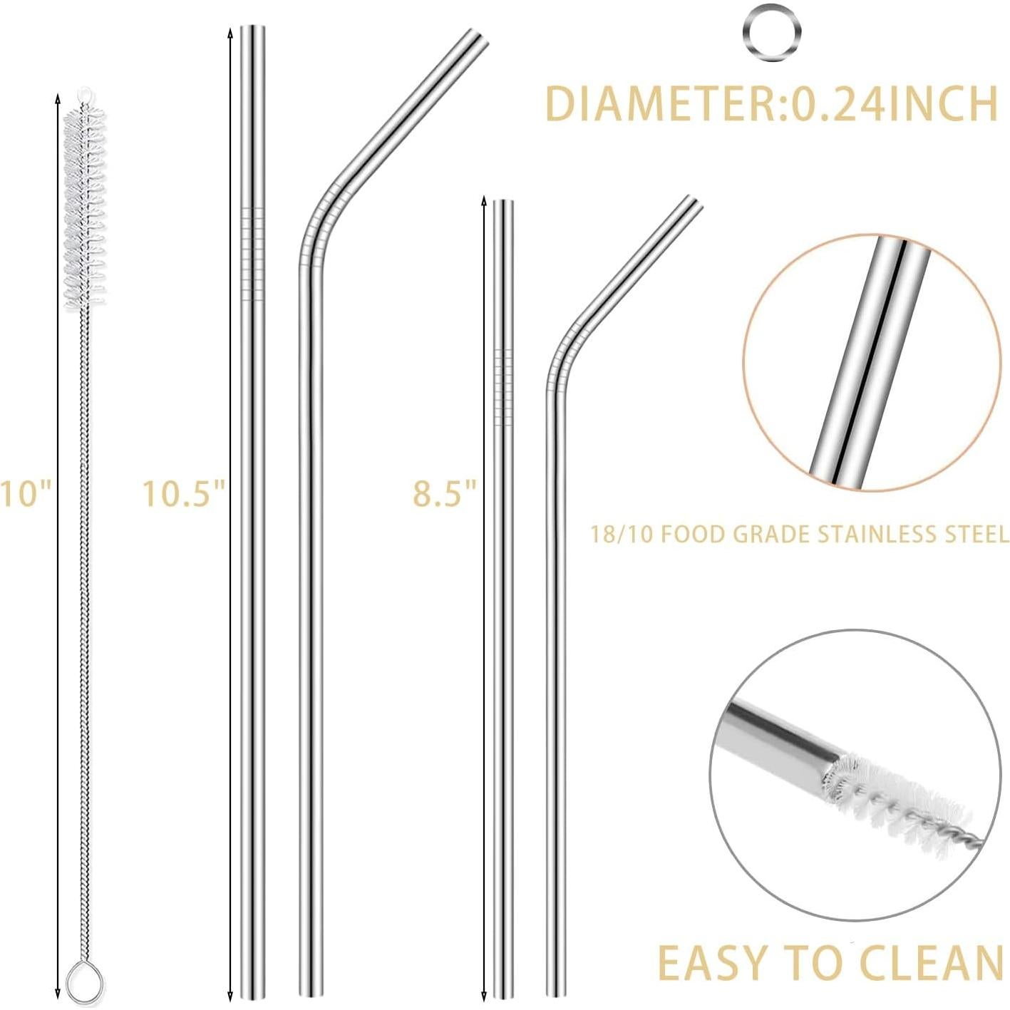 Paquete de 16 Pajitas de Acero Inoxidable FMUMIA Ecológicas