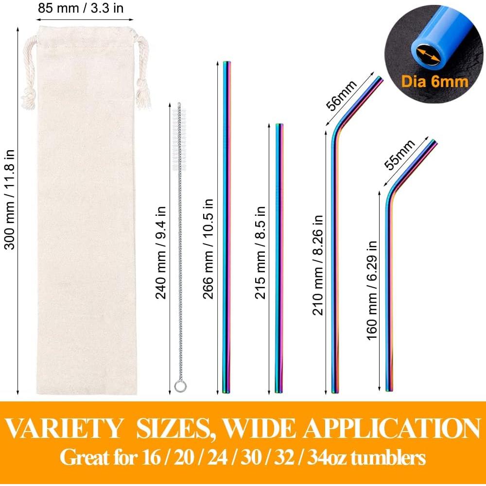 Popotes Reutilizables de Acero Inoxidable Lazycorner 16 Pcs