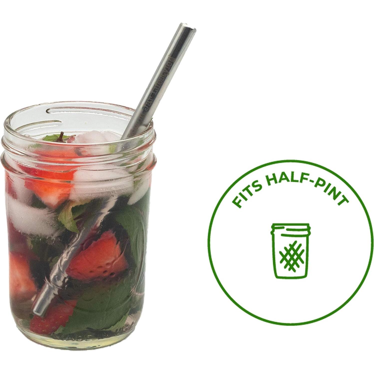 Popotes Cortos de Acero Inoxidable Mason Jar Lifestyle - 4 Unidades