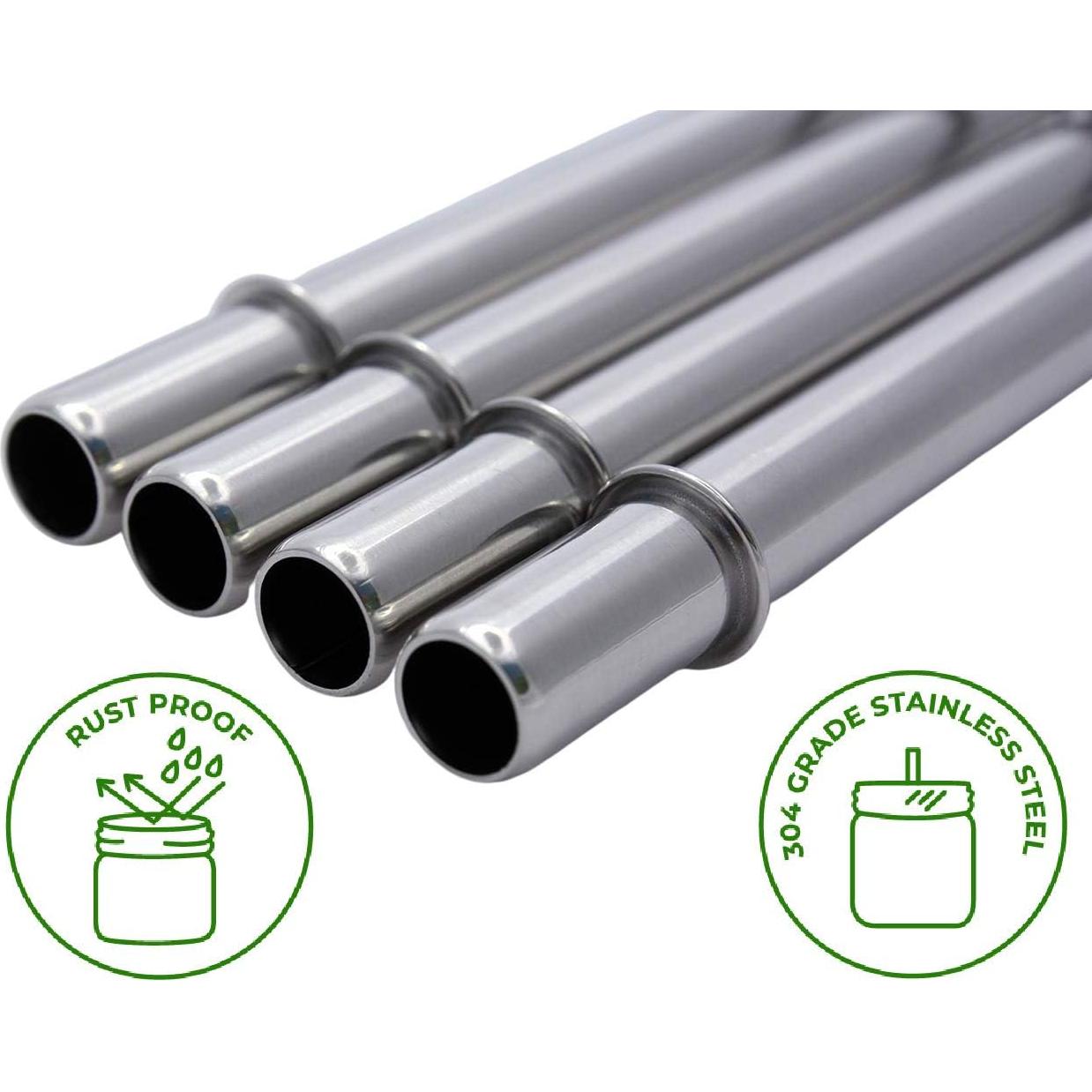 Popotes Cortos de Acero Inoxidable Mason Jar Lifestyle - 4 Unidades