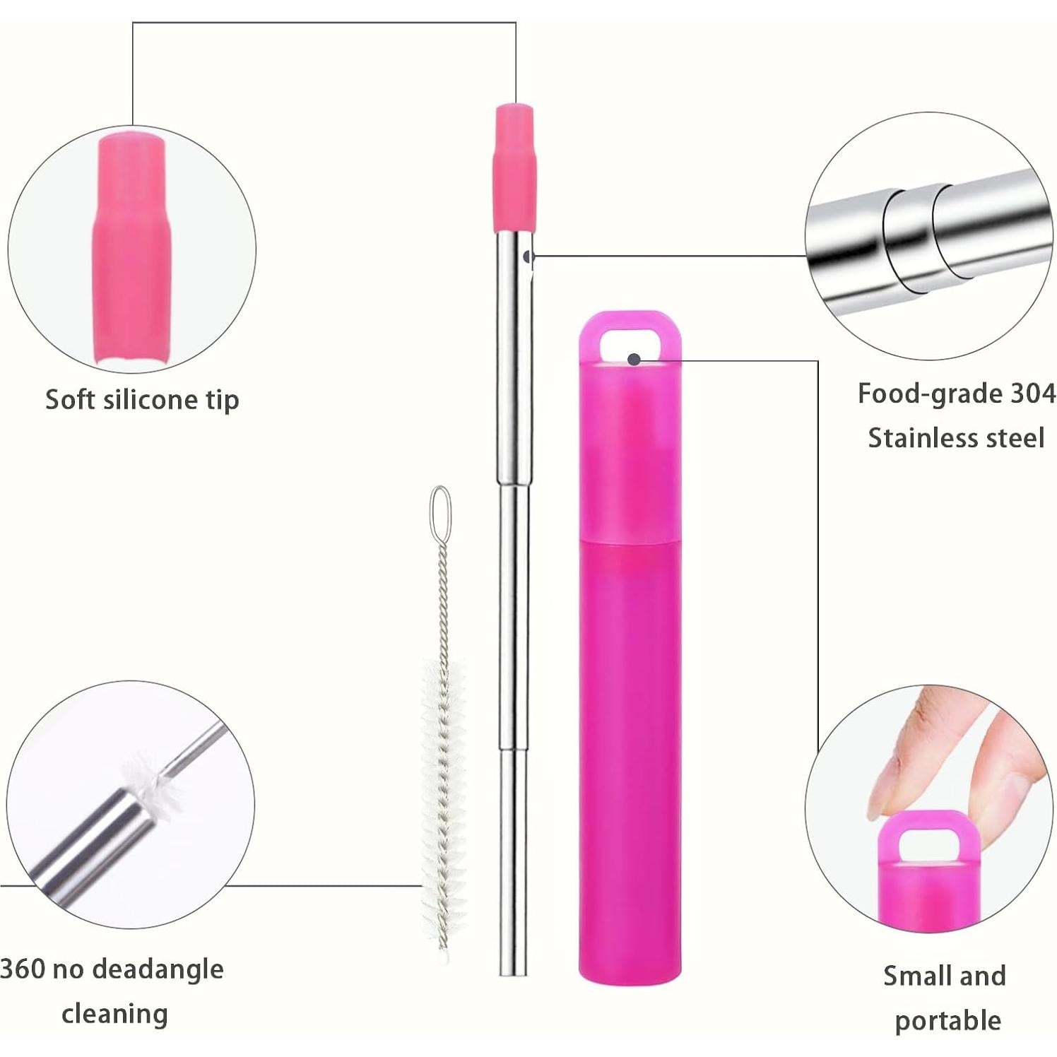 Popotes Reutilizables Plegables NAIVELY 3 Pack Acero Inoxidable