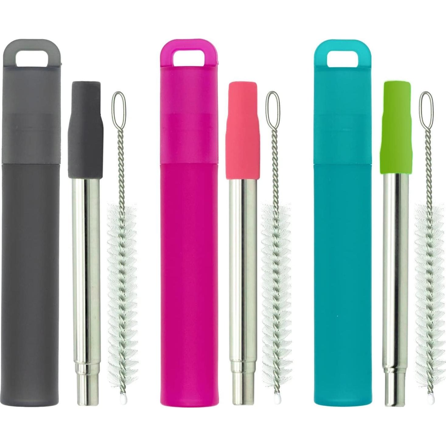 Popotes Reutilizables Plegables NAIVELY 3 Pack Acero Inoxidable