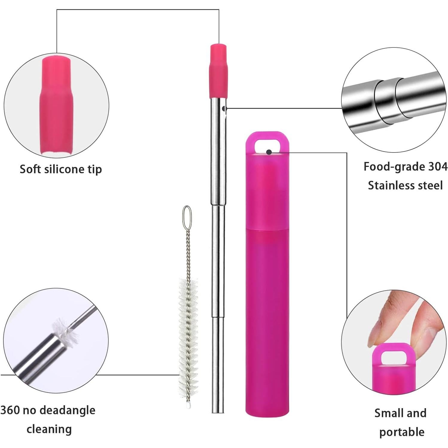 Popotes Reutilizables Plegables NAIVELY 3 Pack Acero Inoxidable