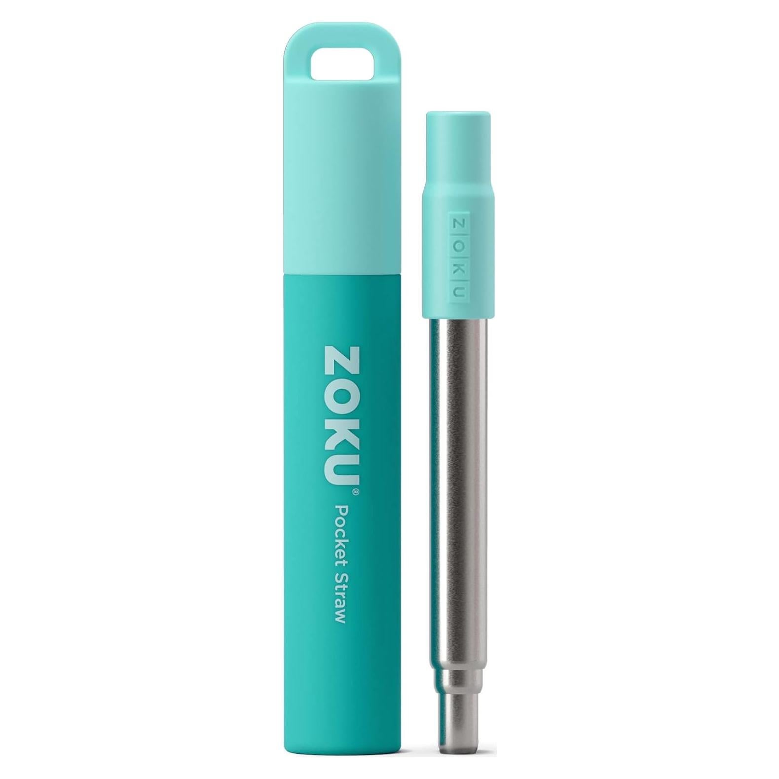 Popote Metálico Reutilizable ZOKU Verde Azulado 10-23 cm