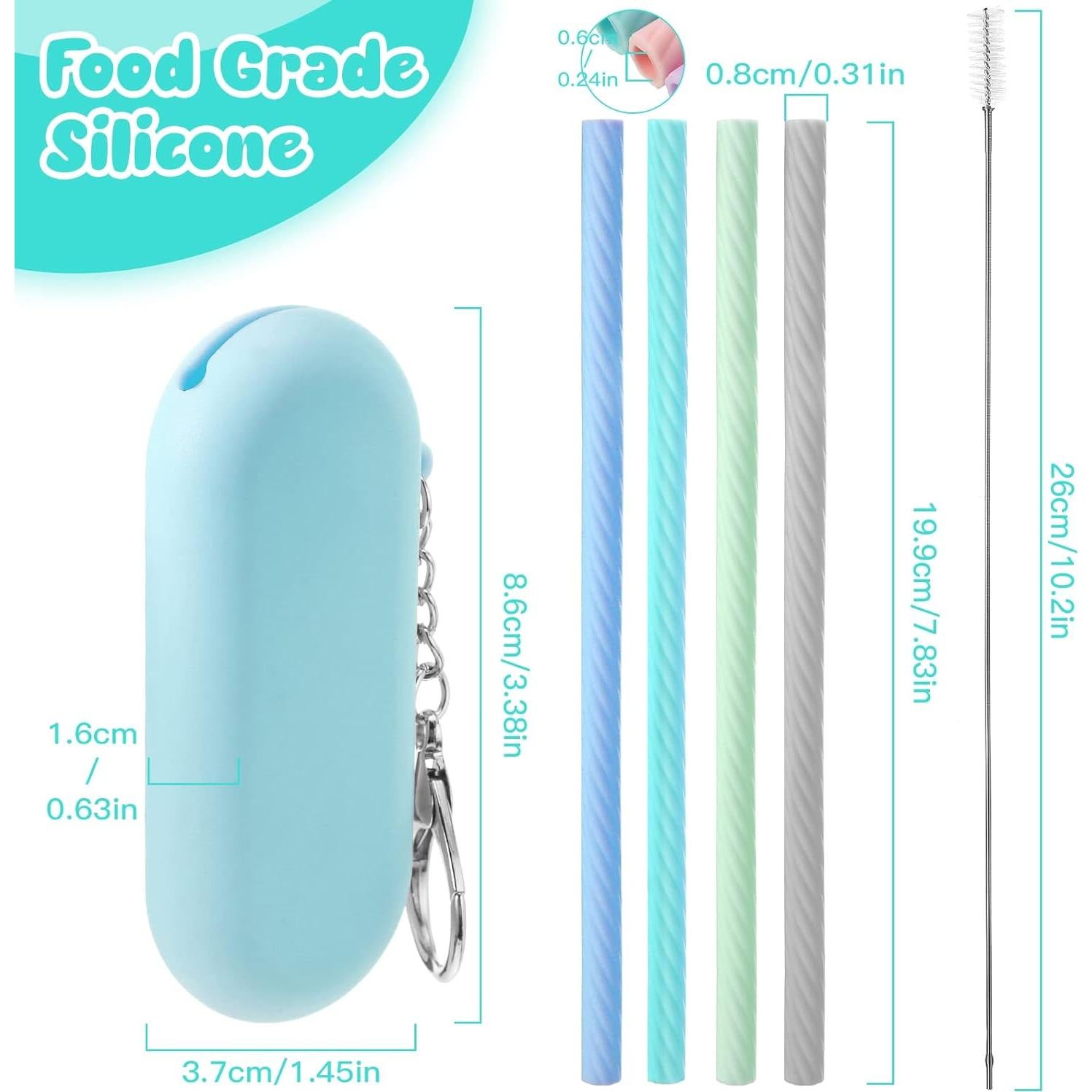 Pajitas de Silicona Reutilizables Meanplan con Estuche 4 Piezas