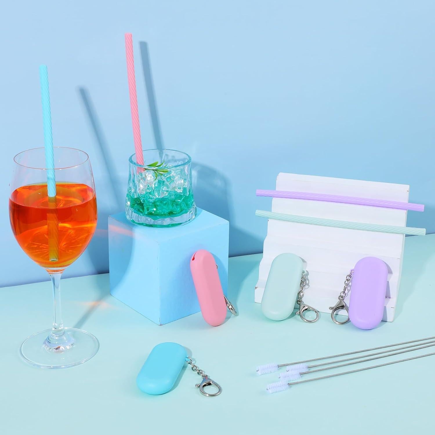 Set de 4 Popotes Reutilizables de Silicona Ymapinc con Estuche