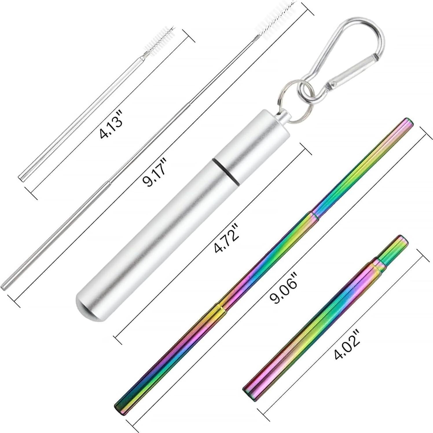 Popotes Reutilizables Plegables Foweroty 2 Unidades Acero Inoxidable