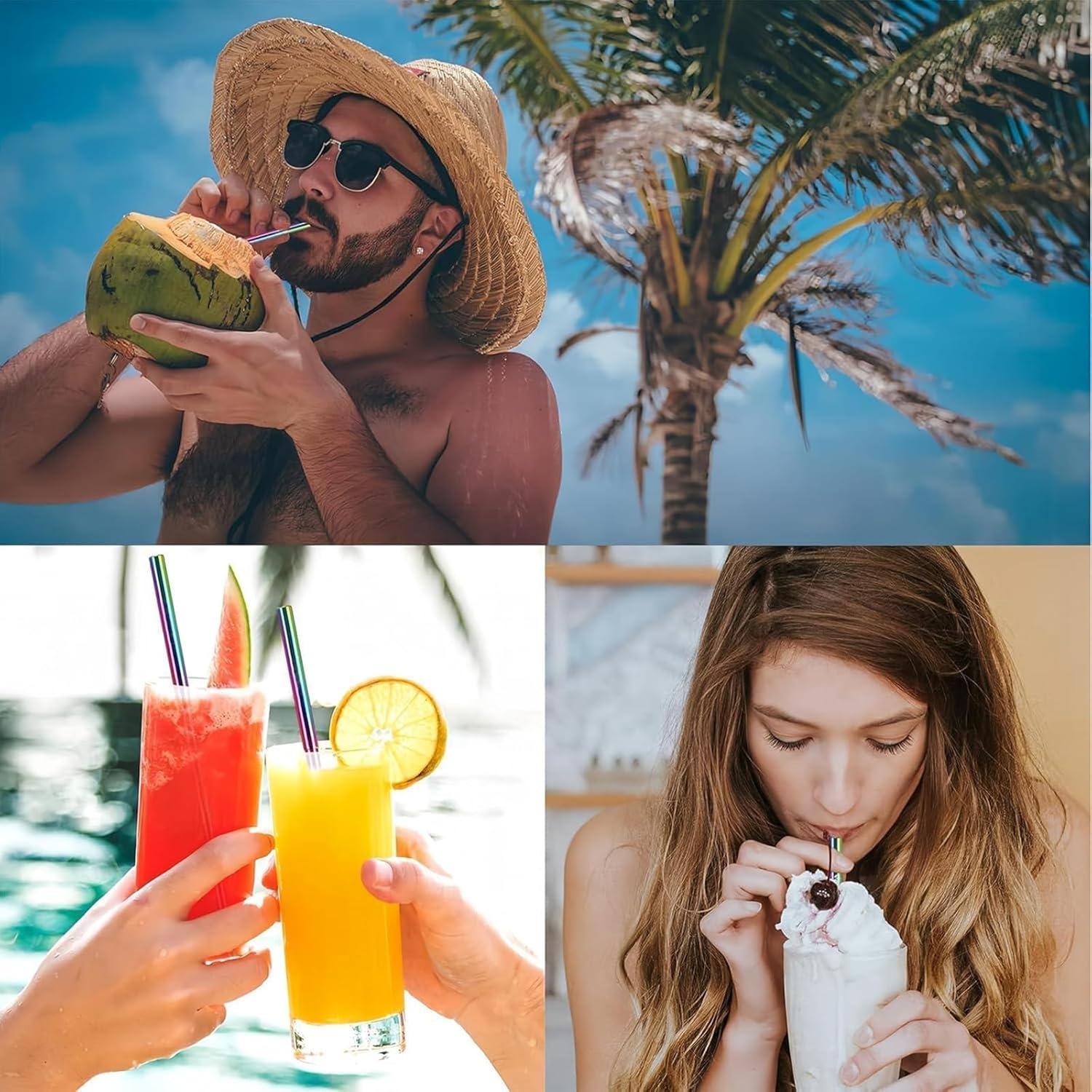 Popotes Reutilizables Plegables Foweroty 2 Unidades Acero Inoxidable