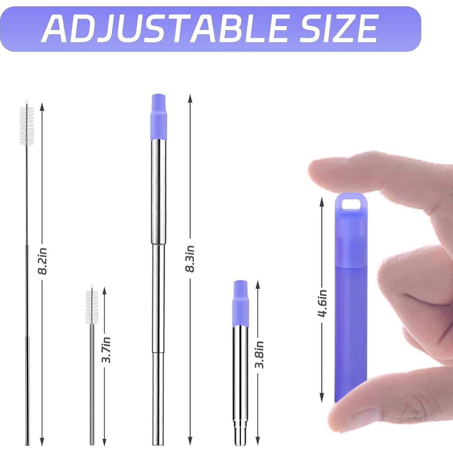 Pajitas de Metal Reutilizables NAIVELY 3 Paquetes con Cepillo