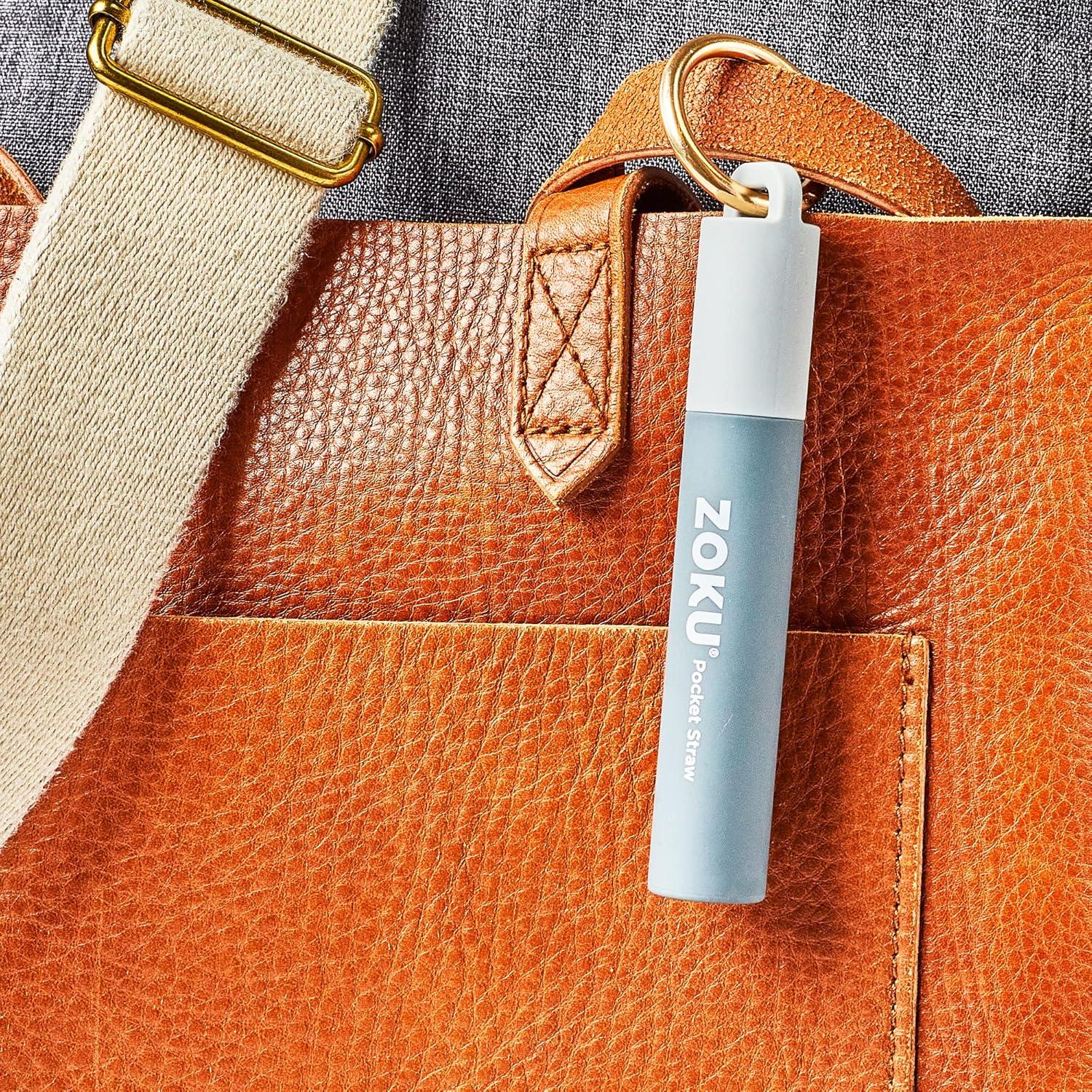 Popote Metálico Reutilizable ZOKU con Estuche de Viaje Gris