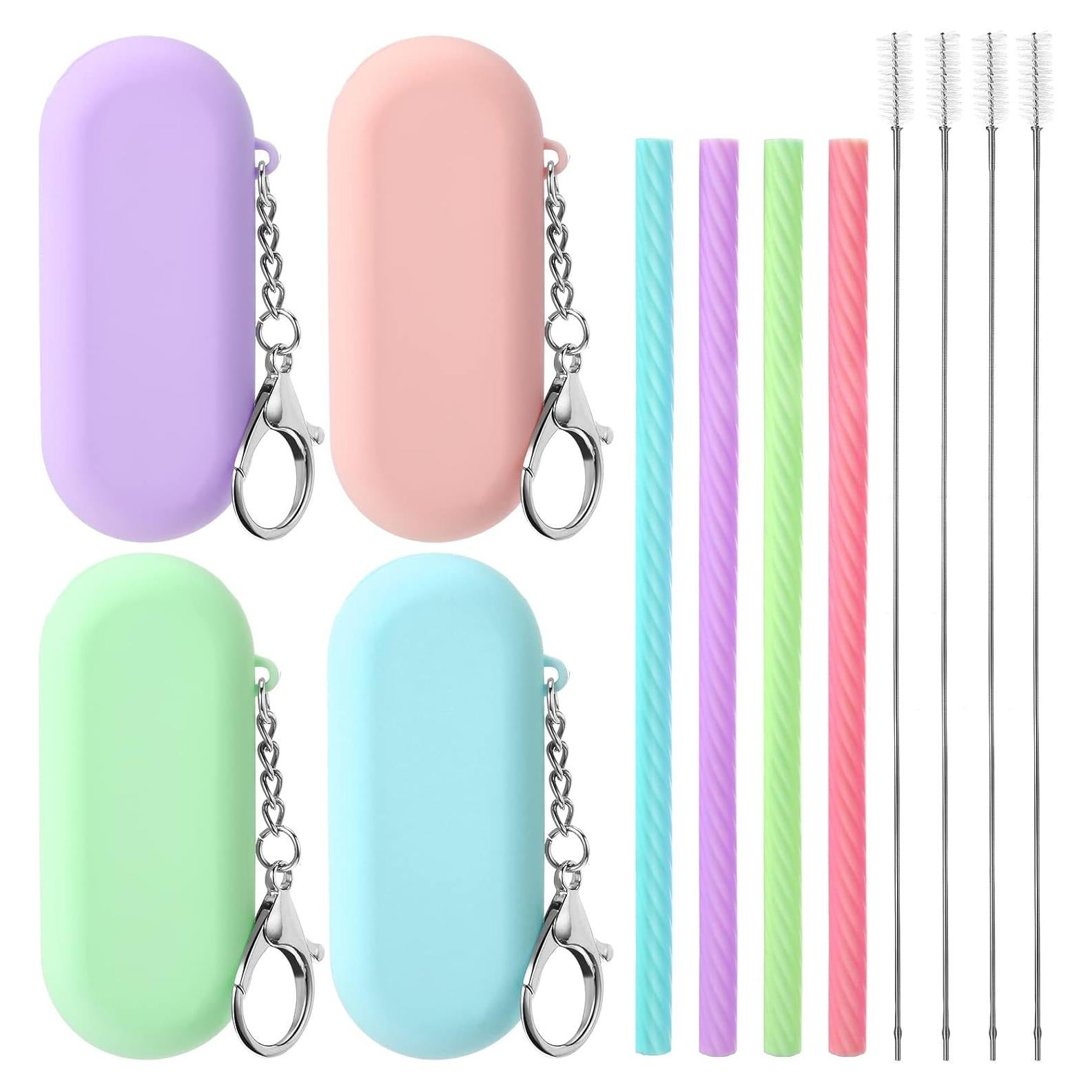 Juego de Pajitas de Silicona Reutilizables Meanplan - 4 Piezas