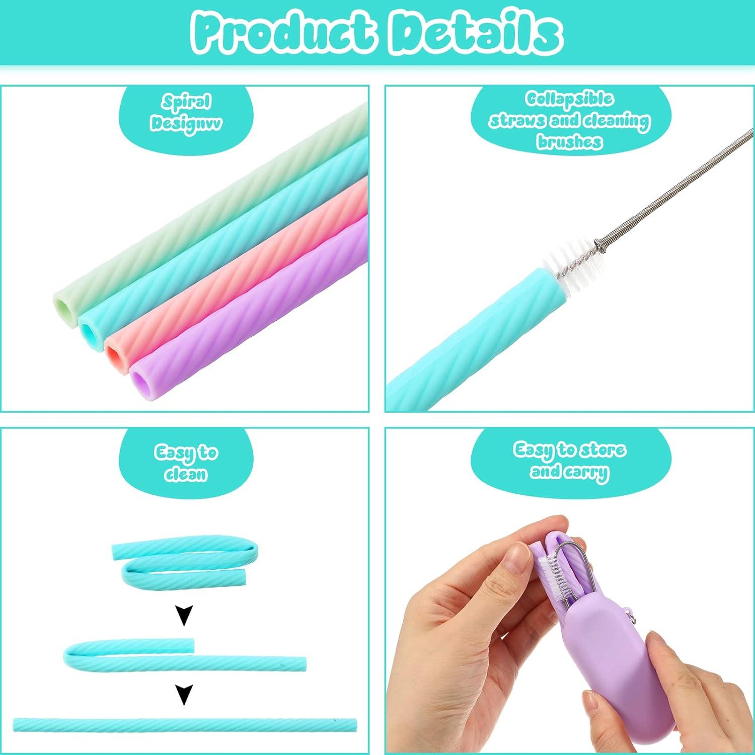 Juego de Pajitas de Silicona Reutilizables Meanplan - 4 Piezas