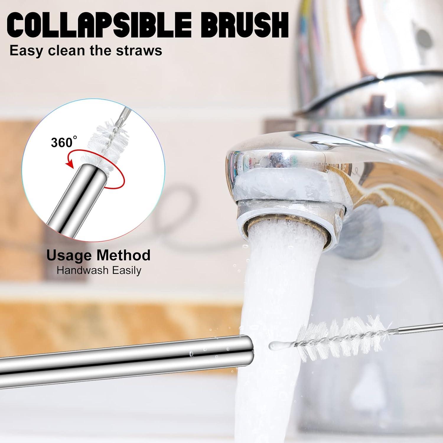 Popotes Reutilizables Zubebe 8 Pcs Acero Inoxidable Plegables