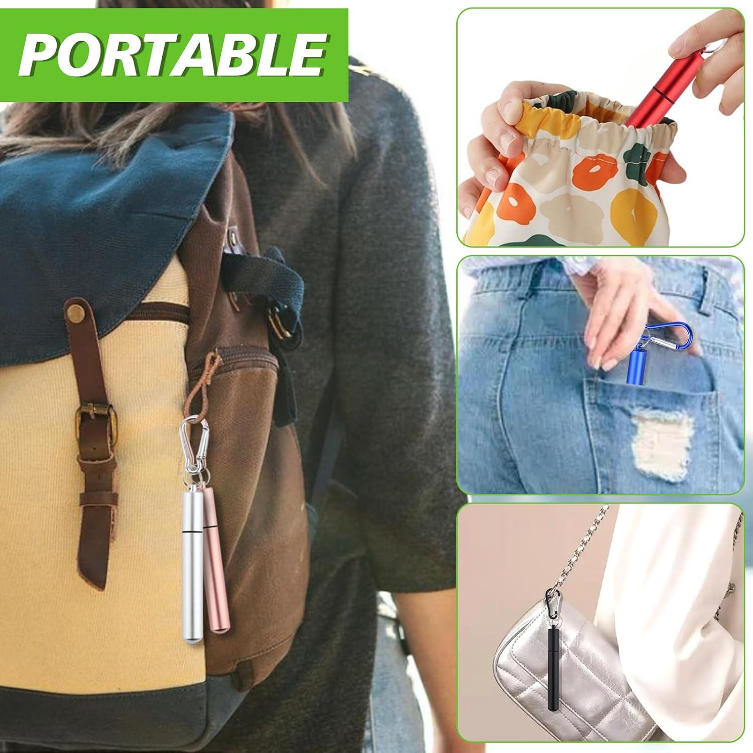 Popotes Reutilizables INVODA 5 Pack Acero Inoxidable Plegables